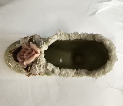 Heirlooms Of Tomorrow Vintage / Antique Shoe Figurine Pale Green Pink Flowers - Thumbnail 5