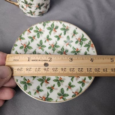 Vintage INARCO Japan E-759 Tea Cup & Saucer – Holly Porcelain with Gold Trim - Thumbnail 4