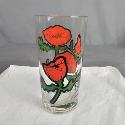 Vintage Poppy Highball Tumbler 6" Peanut Butter Glass - Thumbnail 5