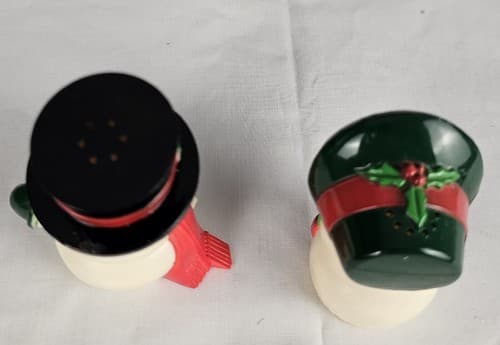 HALLMARK'S Happy Merry Snowmen Salt Pepper Shakers 1980 VINTAGE - Thumbnail 4
