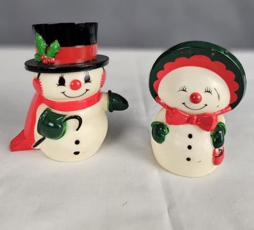 HALLMARK'S Happy Merry Snowmen Salt Pepper Shakers 1980 VINTAGE - Thumbnail 2