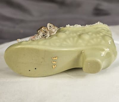 Heirlooms Of Tomorrow Vintage / Antique Shoe Figurine Pale Green Pink Flowers - Thumbnail 6