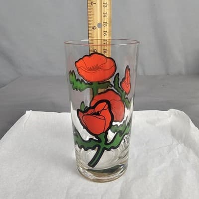 Vintage Poppy Highball Tumbler 6" Peanut Butter Glass - Thumbnail 6