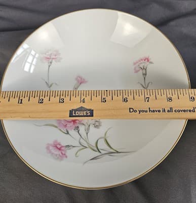 Vintage Royal Court Carnation Fine China Japan 9" Serving Bowl Gold Trim - Thumbnail 4