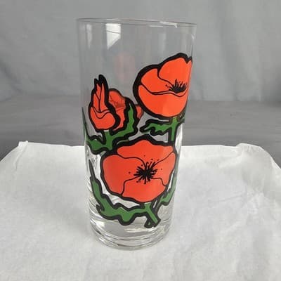 Vintage Poppy Highball Tumbler 6" Peanut Butter Glass - Thumbnail 2