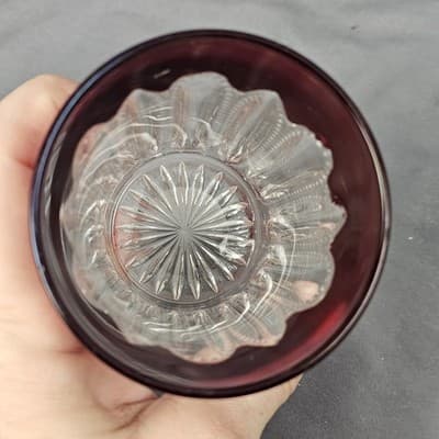 Victorian Ruby Flass Pressed Glass Tumbler National Glass Co. Diamond Pointed - Thumbnail 6