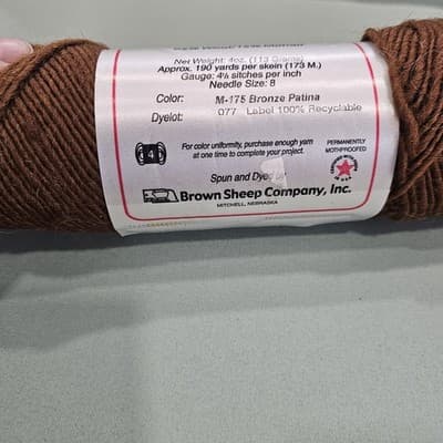 Lamb's Pride Yarn Col M-175 Bronze Patina Brown Sheep Worsted Wool Moh 4oz 190y - Thumbnail 4