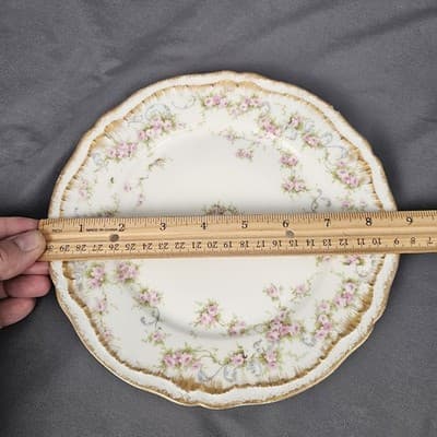 Vintage 1903 Theodore HAVILAND LIMOGES FRANCE Pink Roses Plate 8.75" CHIPPED - Thumbnail 6