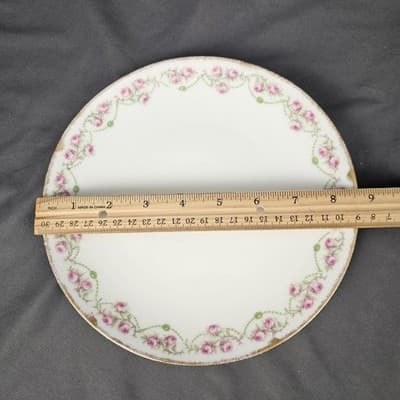 Limoges Elite French China Dinner Plate 8.5" Pink Roses Garland Vintage - Thumbnail 7