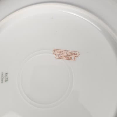 Limoges Elite French China Dinner Plate 8.5" Pink Roses Garland Vintage - Thumbnail 4