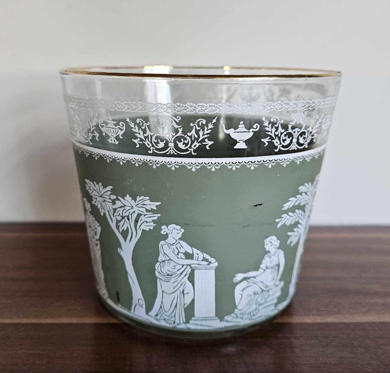 Wedge Wood Jeanette Hellenic Vintage Green Greek Ice Bucket & 6 Shot Glasses - Thumbnail 8