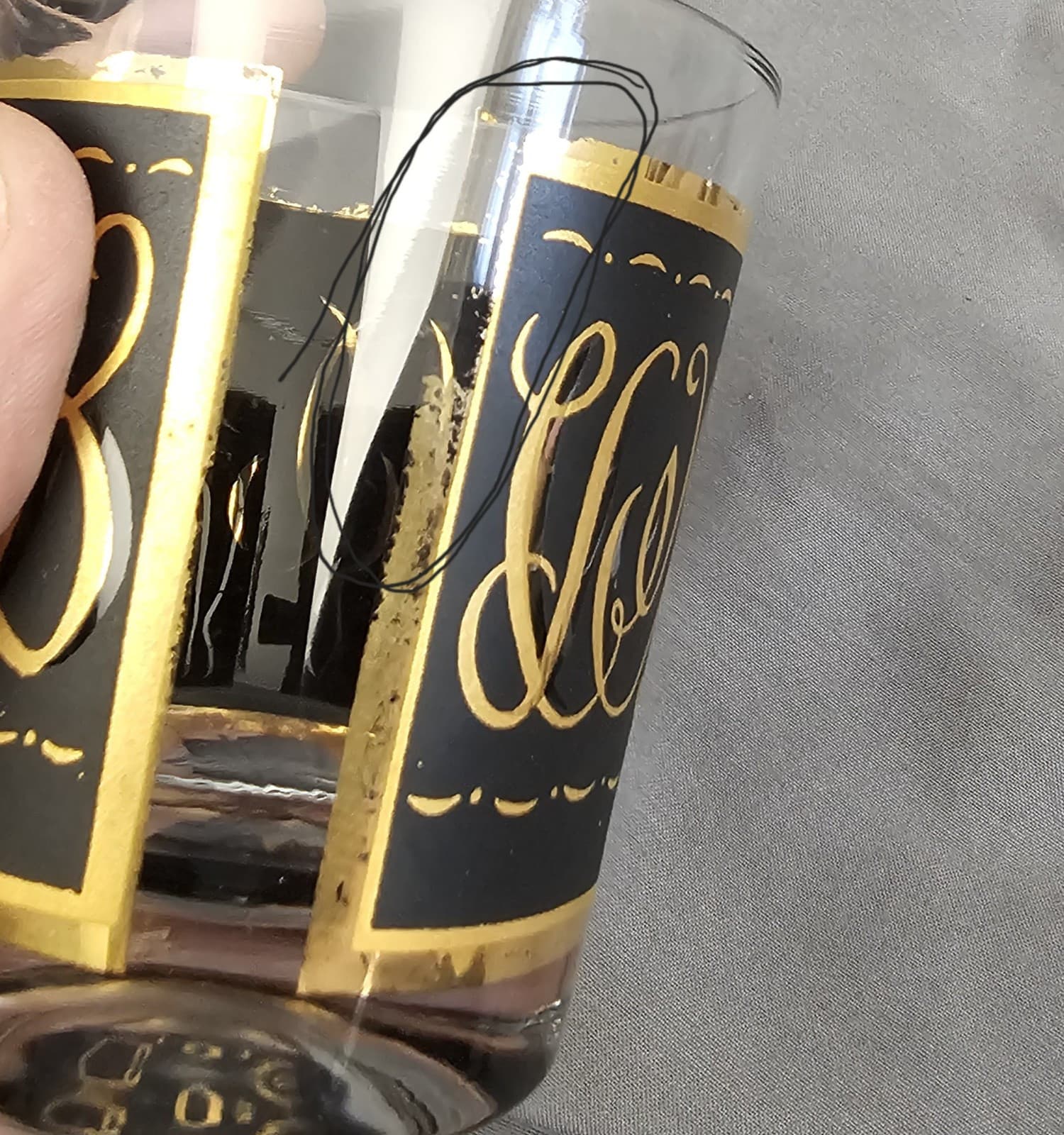 Culver Ebony Baroque Lowball Glasses Set Vintage MCM 22k Gold - Thumbnail 8
