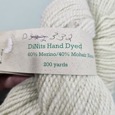 KiNits Hand Dyed Yarn Merino Mohair Pale Green 200yd - Thumbnail 3