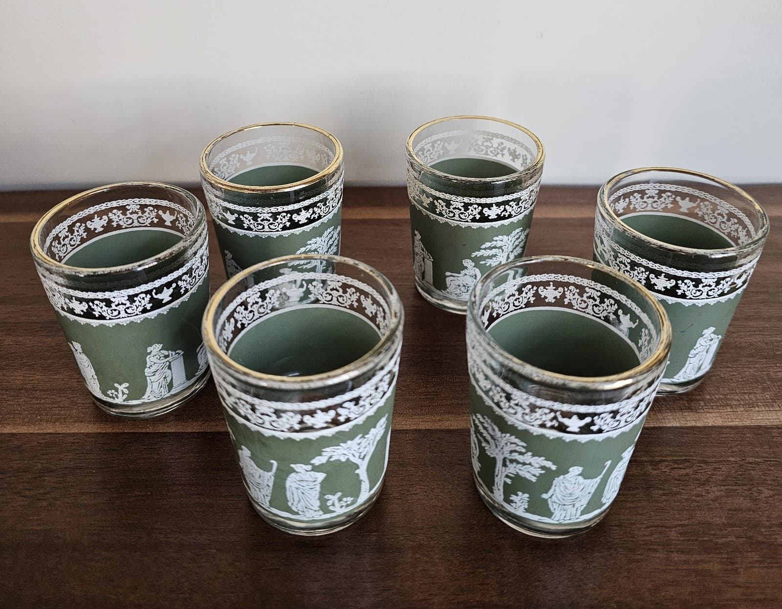 Wedge Wood Jeanette Hellenic Vintage Green Greek Ice Bucket & 6 Shot Glasses - Thumbnail 15