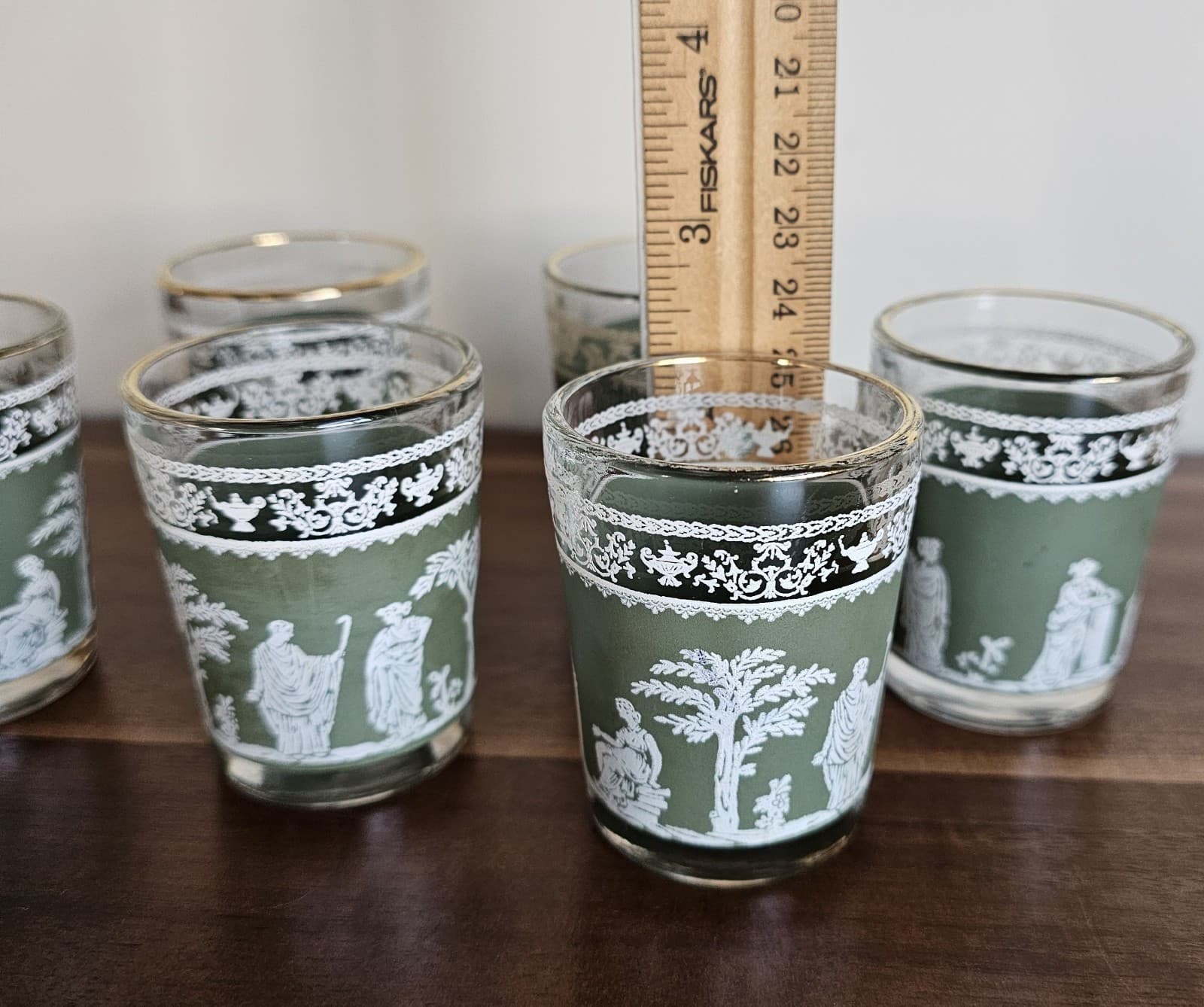 Wedge Wood Jeanette Hellenic Vintage Green Greek Ice Bucket & 6 Shot Glasses - Thumbnail 19