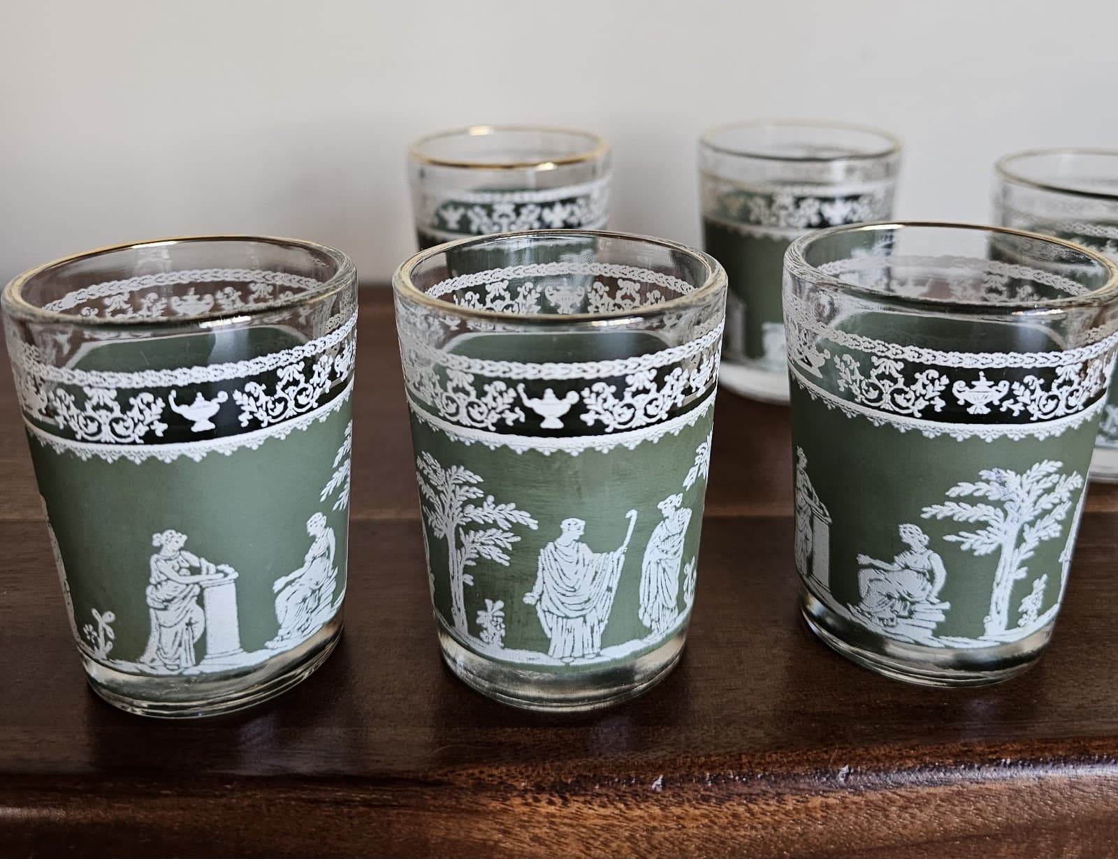 Wedge Wood Jeanette Hellenic Vintage Green Greek Ice Bucket & 6 Shot Glasses - Thumbnail 16
