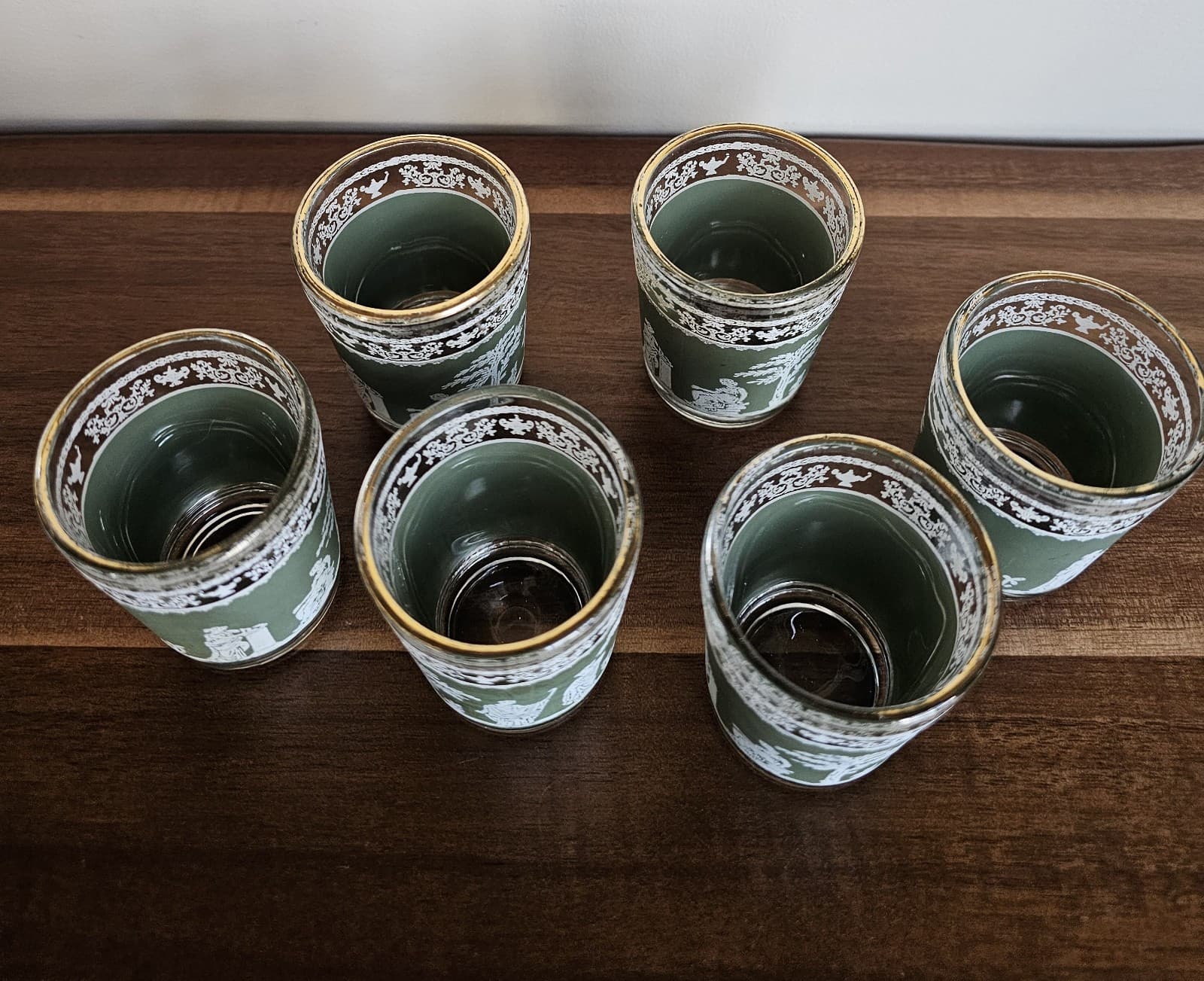 Wedge Wood Jeanette Hellenic Vintage Green Greek Ice Bucket & 6 Shot Glasses - Thumbnail 17