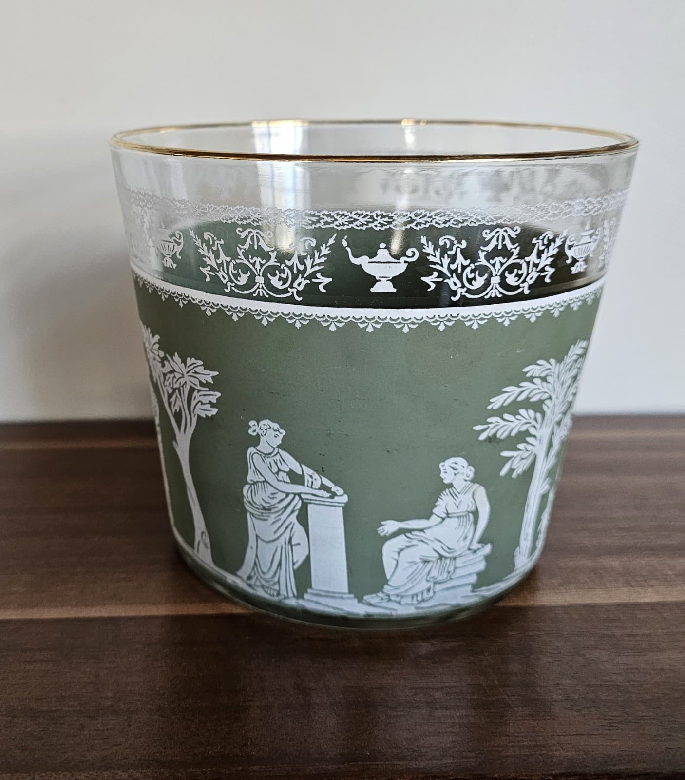 Wedge Wood Jeanette Hellenic Vintage Green Greek Ice Bucket & 6 Shot Glasses - Thumbnail 11