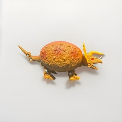 Transforming Triceratops Dinosaur Action Figure Plastic Orange Yellow - Thumbnail 3