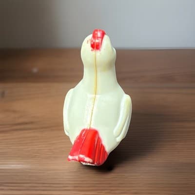 Plastic Chicken Figurine Collectible White Body with Red Tail Accent - Thumbnail 6