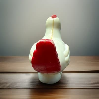 Plastic Chicken Figurine Collectible White Body with Red Tail Accent - Thumbnail 4