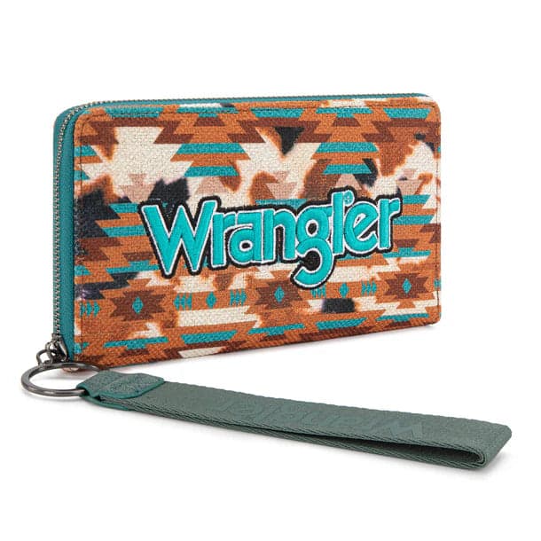 Wrangler Western Aztec Print Tote and Crossbody Wallet Set - Turquoise - Thumbnail 2