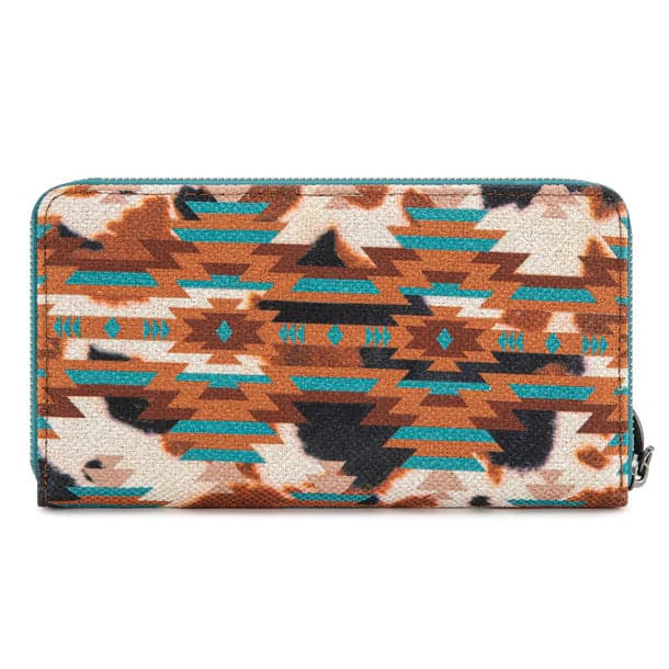 Wrangler Western Aztec Print Tote and Crossbody Wallet Set - Turquoise - Thumbnail 4