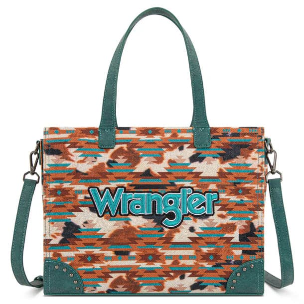 Wrangler Western Aztec Print Tote and Crossbody Wallet Set - Turquoise - Thumbnail 5