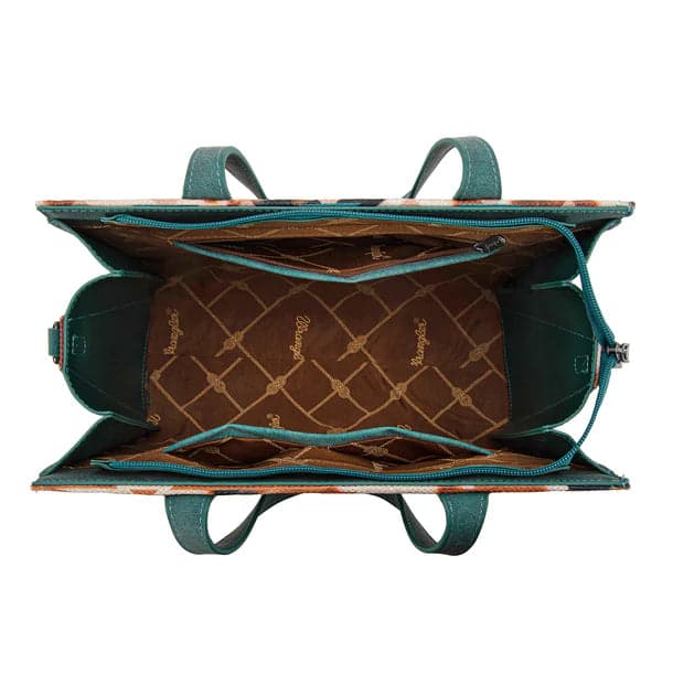 Wrangler Western Aztec Print Tote and Crossbody Wallet Set - Turquoise - Thumbnail 6