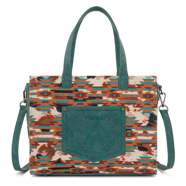 Wrangler Western Aztec Print Tote and Crossbody Wallet Set - Turquoise - Thumbnail 7