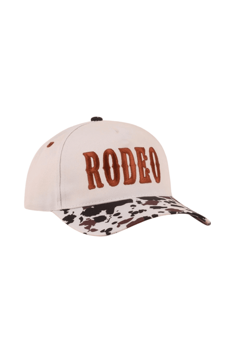 Rodeo Embroidered Cap with Cow Print Brim - Thumbnail 2
