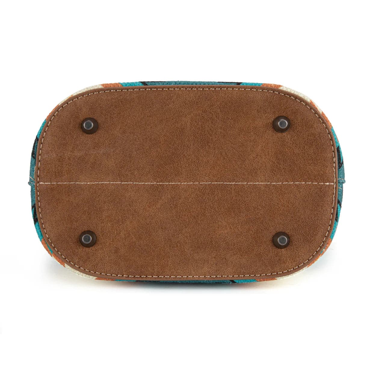 Wrangler Aztec Print Crossbody Bag with Adjustable Strap Blue Orange Southwest Leather Patch - Thumbnail 2