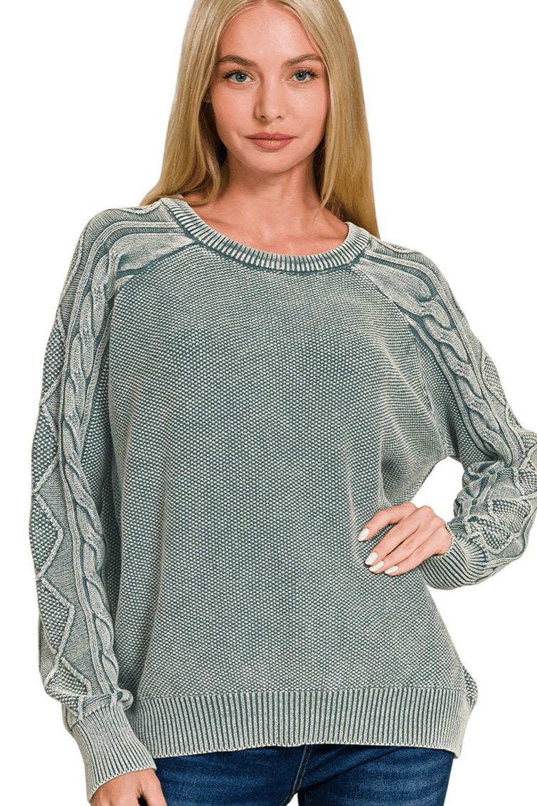 Ash Jade Cable Knit Sweater with Raglan Sleeves Size Small - Thumbnail 2