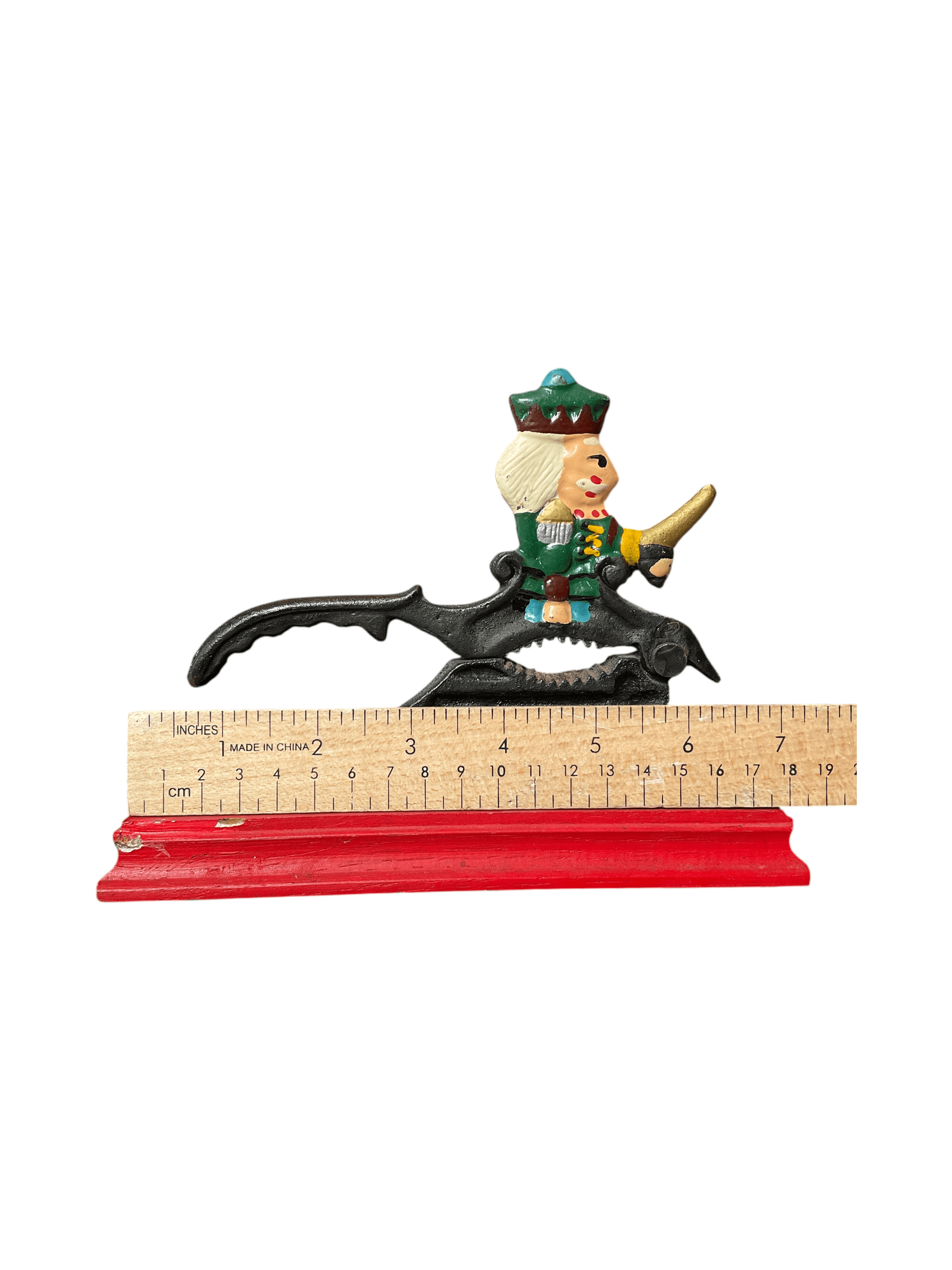 Vintage Cast Iron Soldier Nutcracker on Red Base - Thumbnail 4