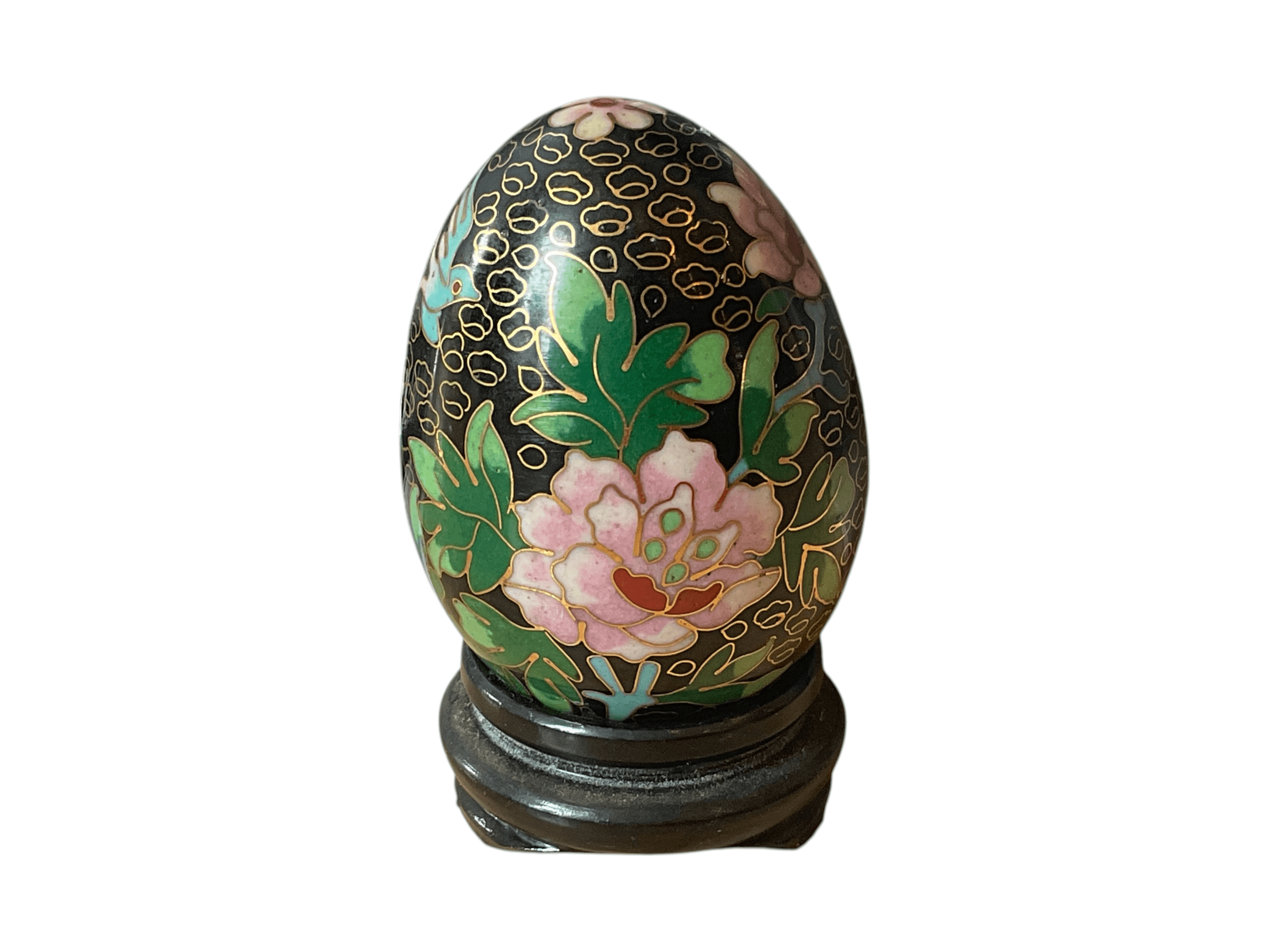 Decorative Floral Cloisonné Egg with Stand - Thumbnail 2