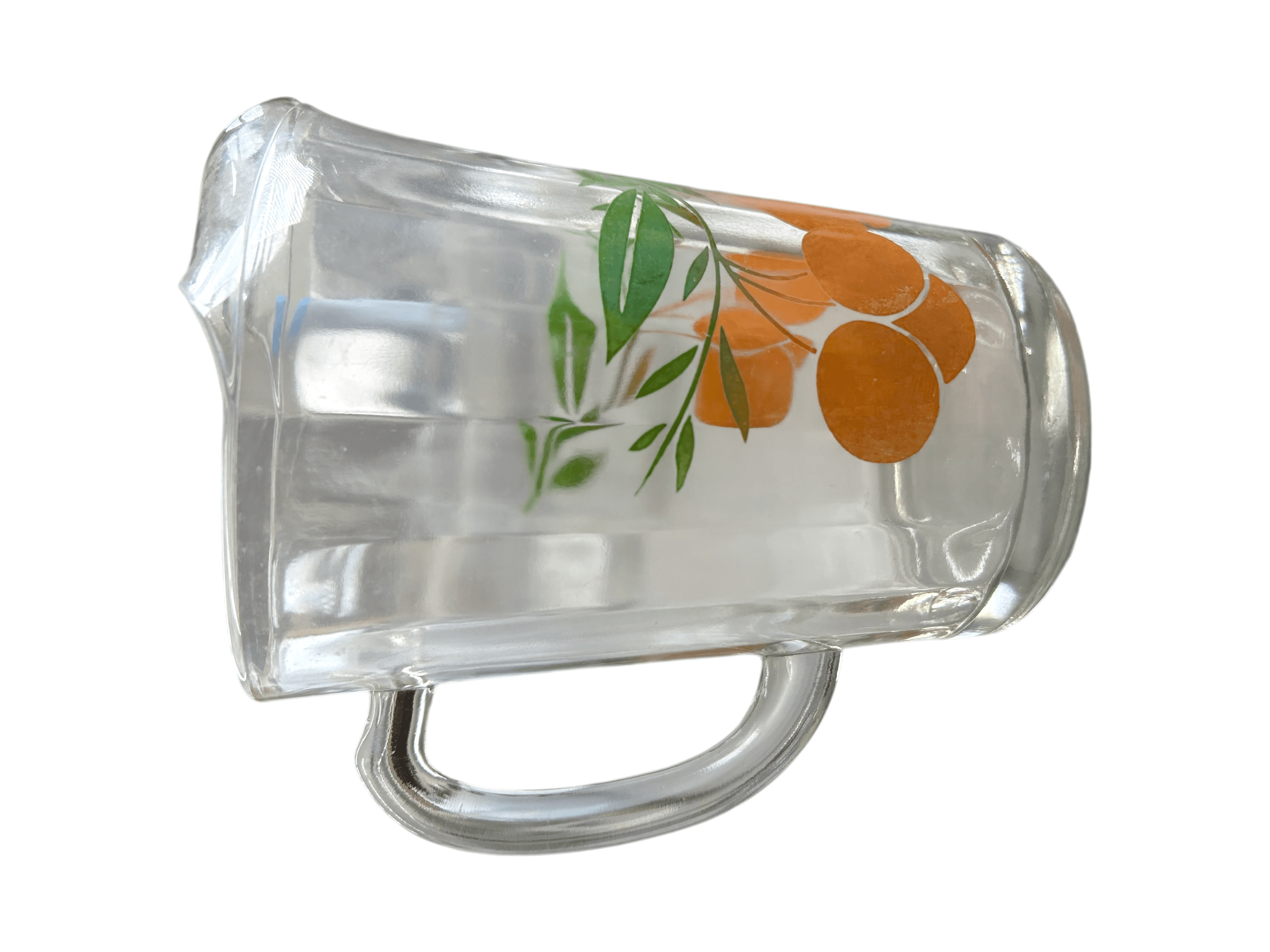Vintage Glass Pitcher with Orange Fruit Design 32 oz - Thumbnail 5