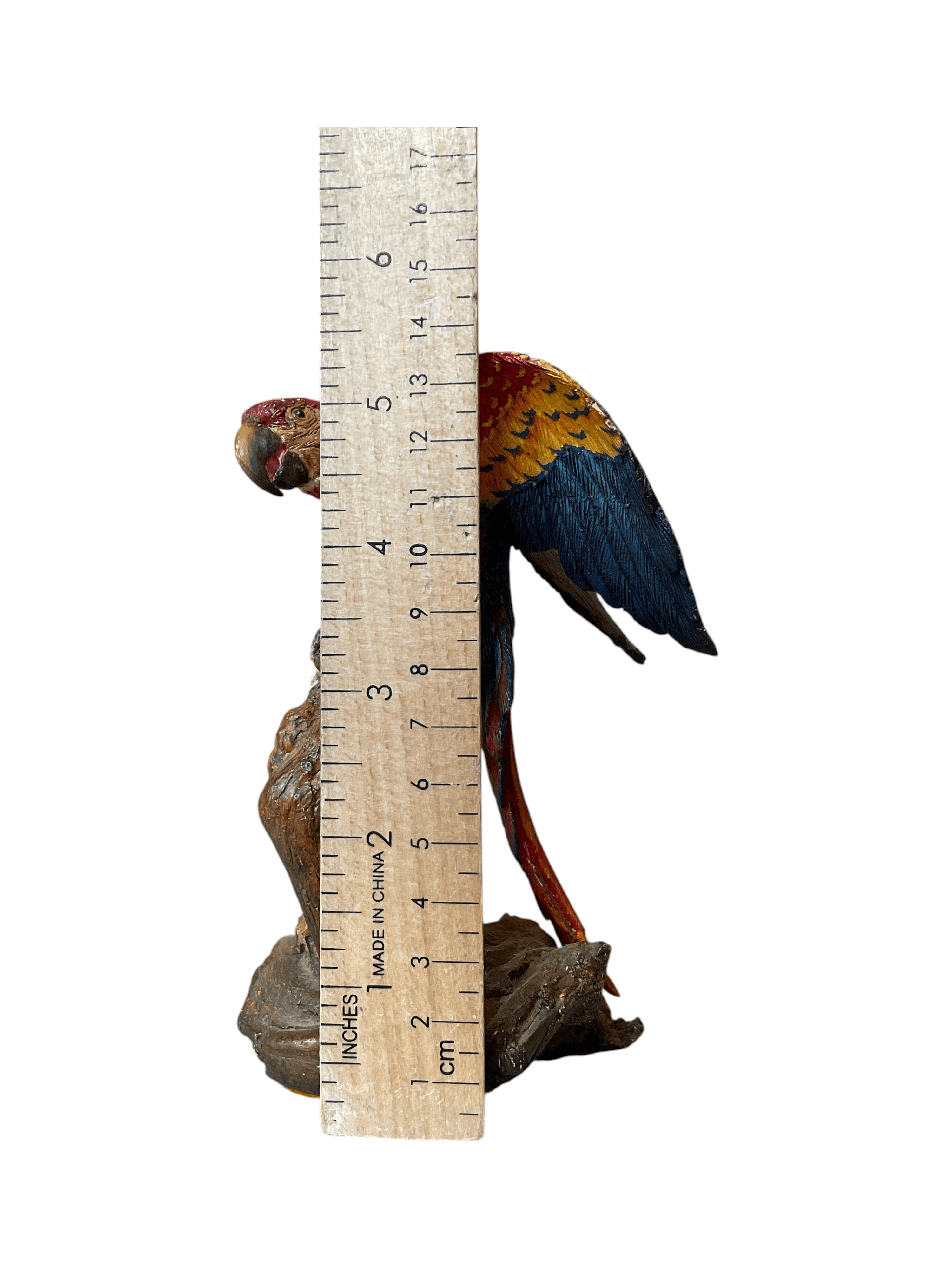 Colorful Parrot Figurine on Branch Sculpture - Thumbnail 5