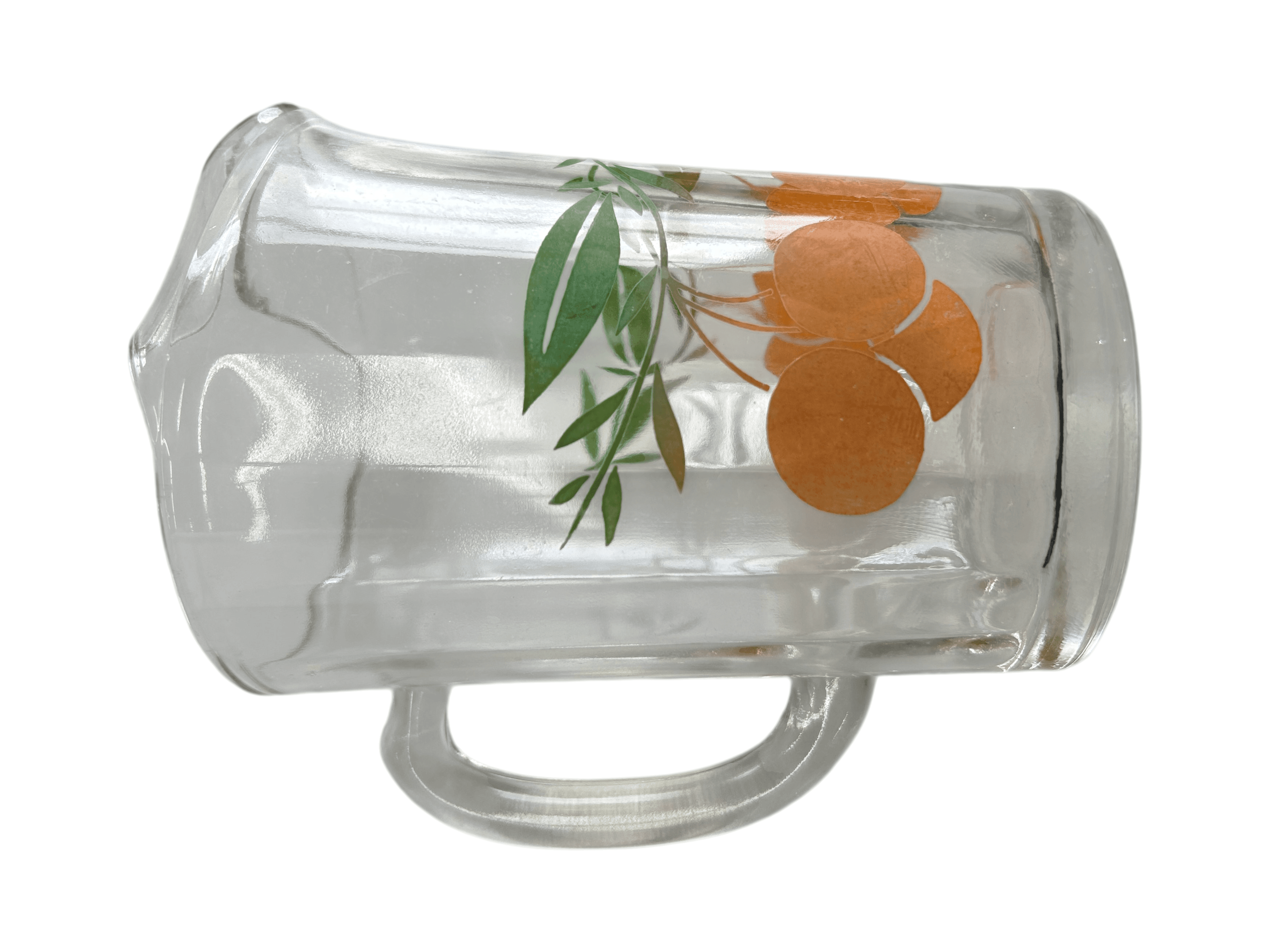 Vintage Glass Pitcher with Orange Fruit Design 32 oz - Thumbnail 3