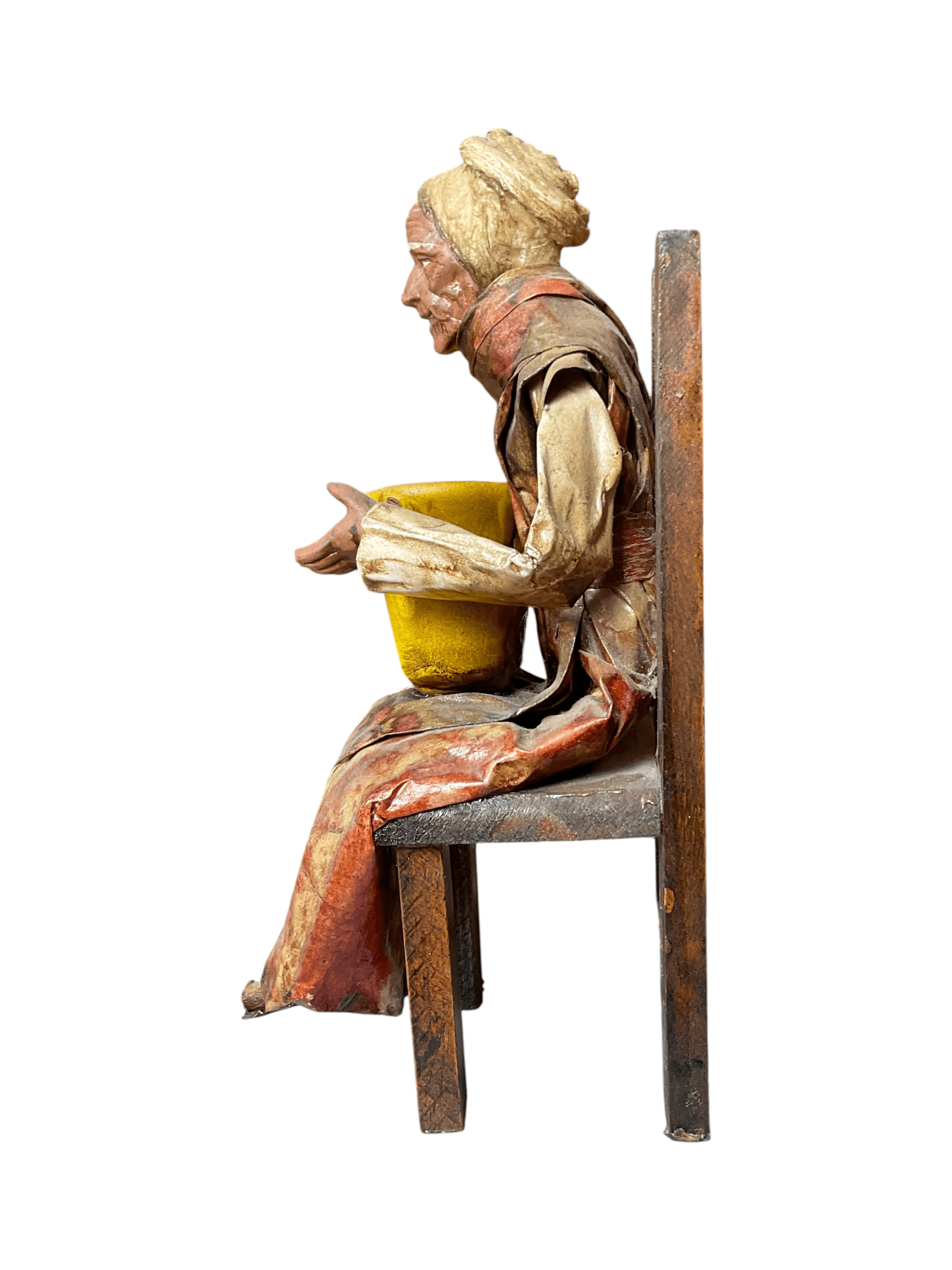 Vintage Handcrafted Figurine Seated Woman with Yellow Pot - Thumbnail 2