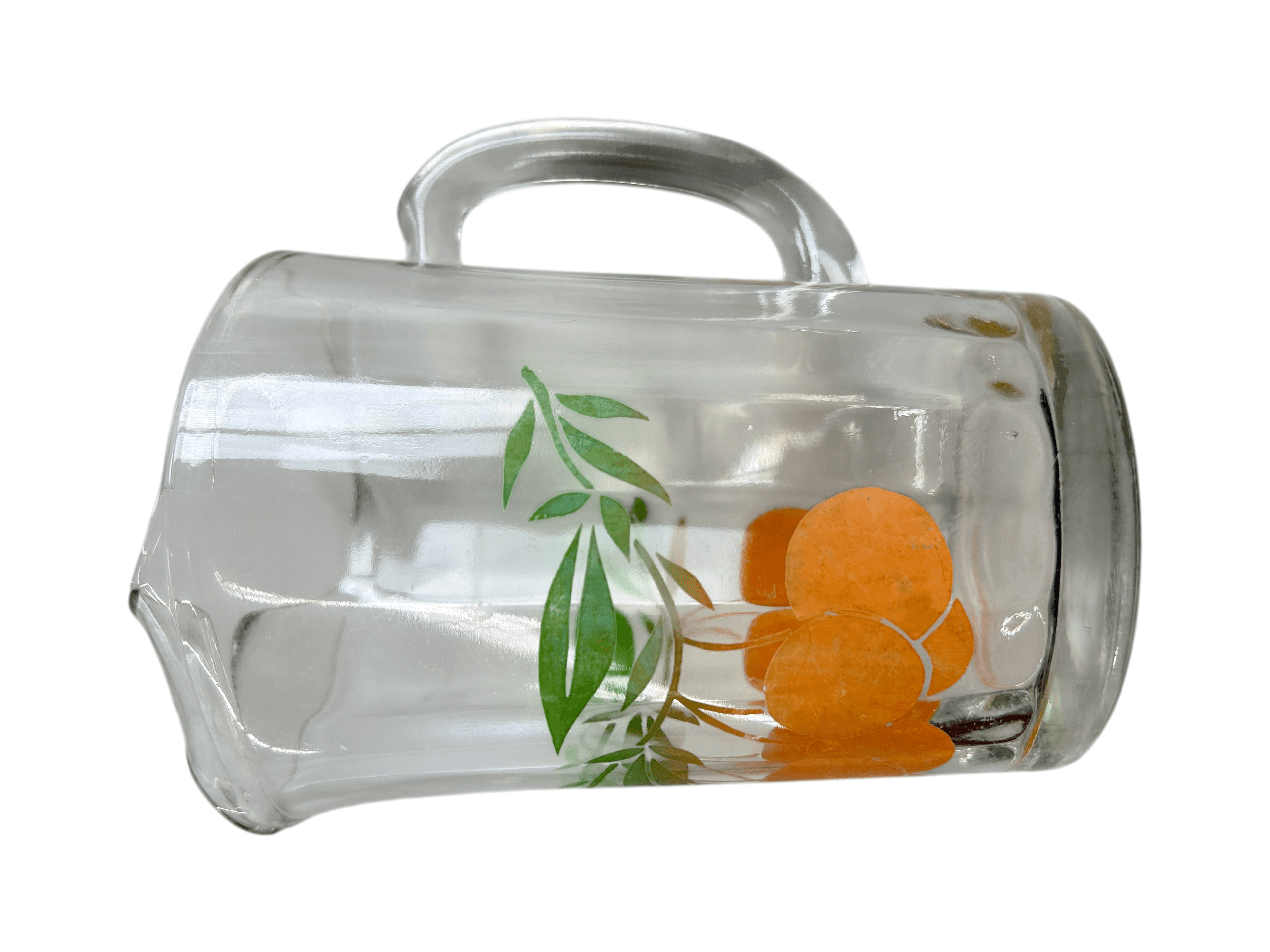 Vintage Glass Pitcher with Orange Fruit Design 32 oz - Thumbnail 2