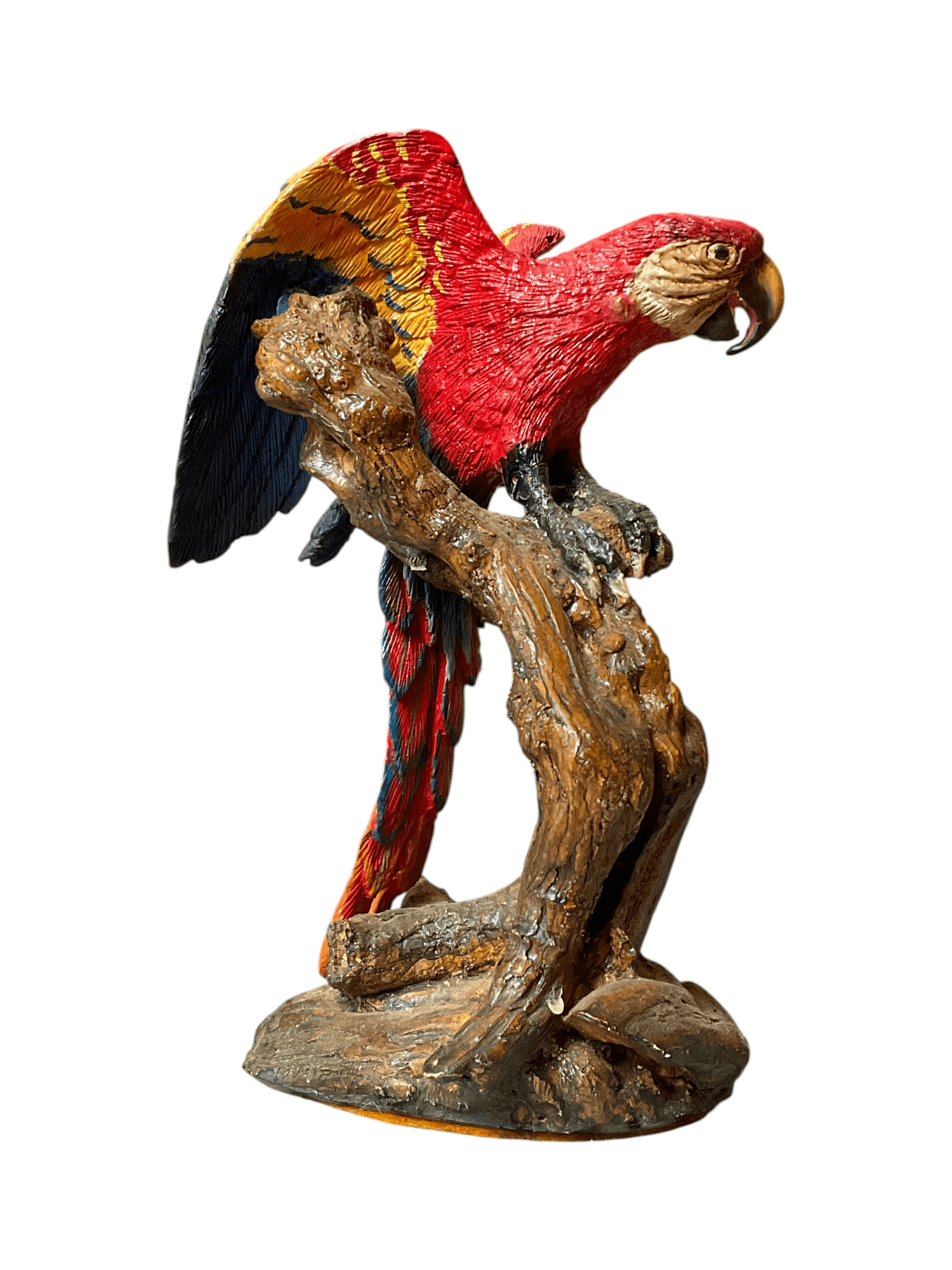 Colorful Parrot Figurine on Branch Sculpture - Thumbnail 3