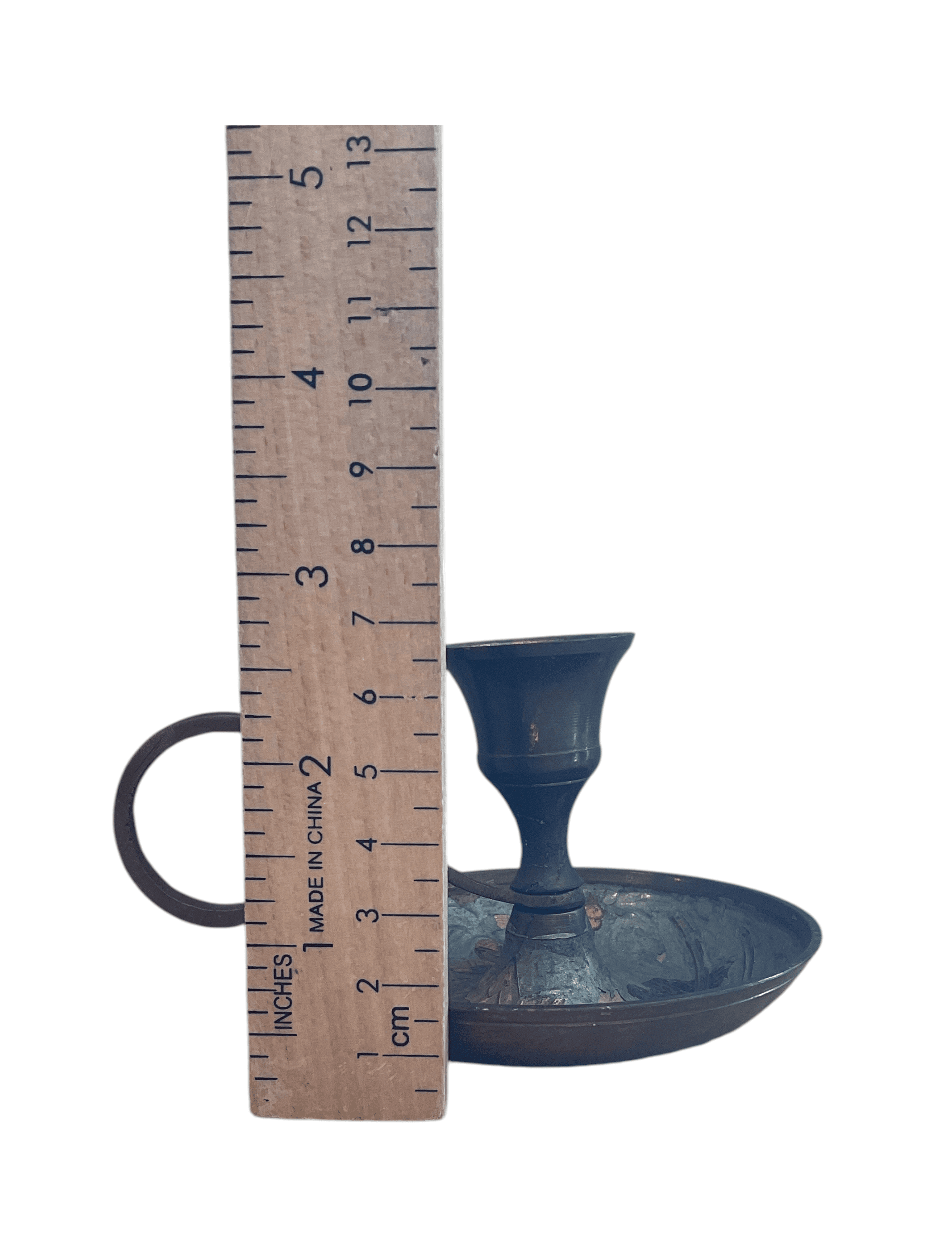 Vintage Brass Chamberstick Candle Holder with Dragonfly Design - Thumbnail 5