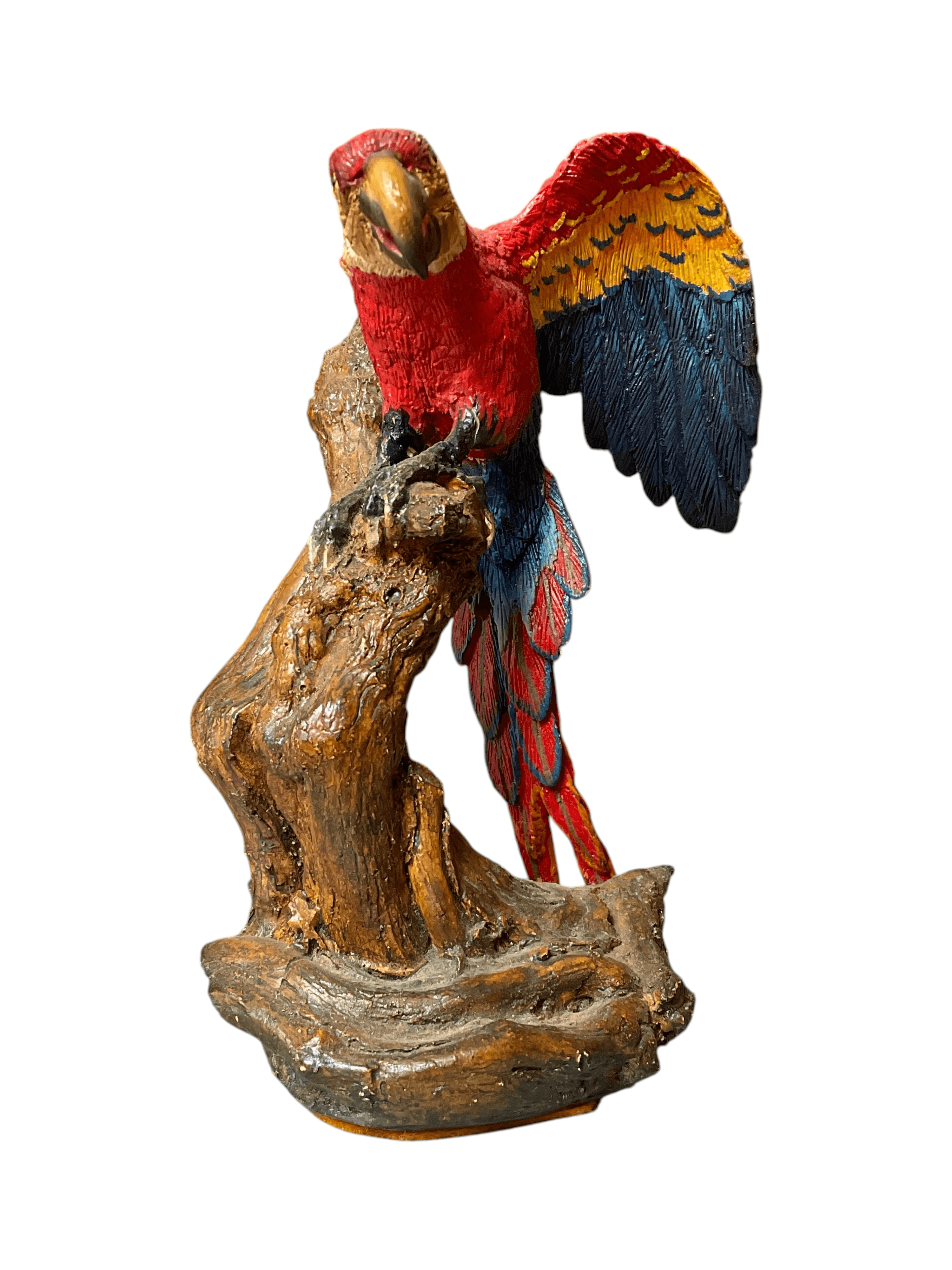 Colorful Parrot Figurine on Branch Sculpture