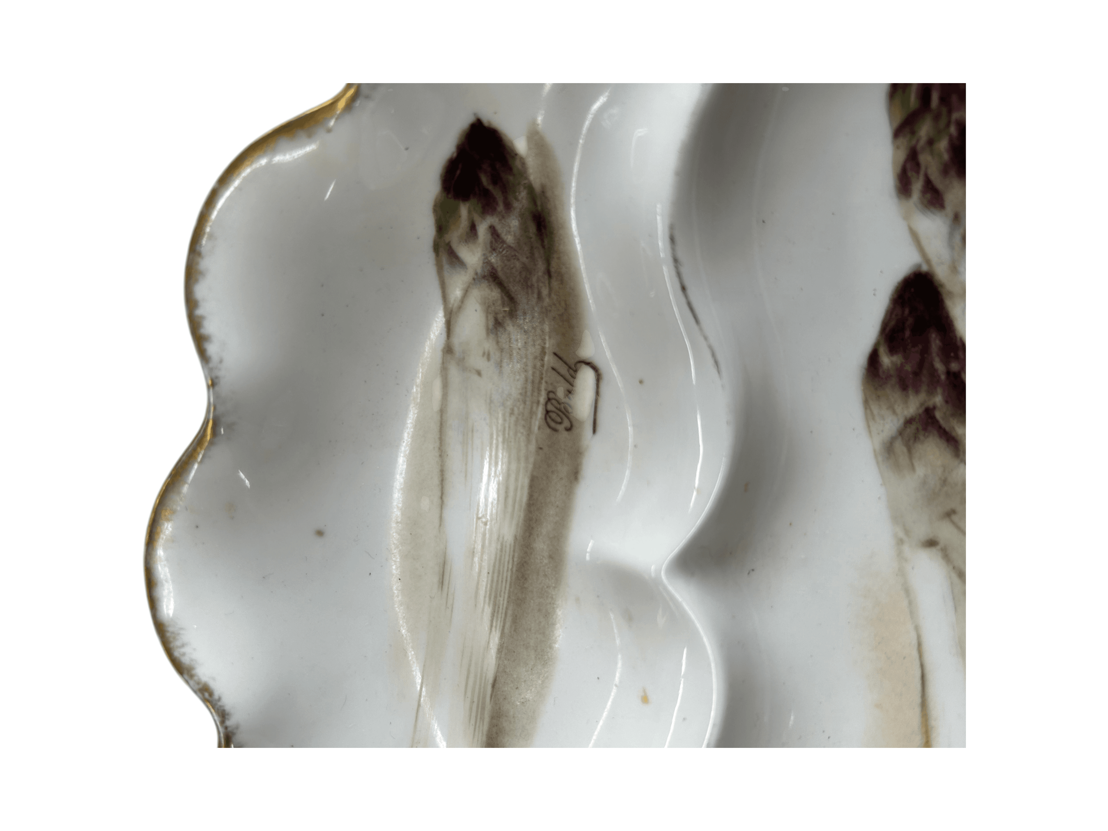 Limoges Asparagus Plate with Gold Trim Vintage - Thumbnail 2