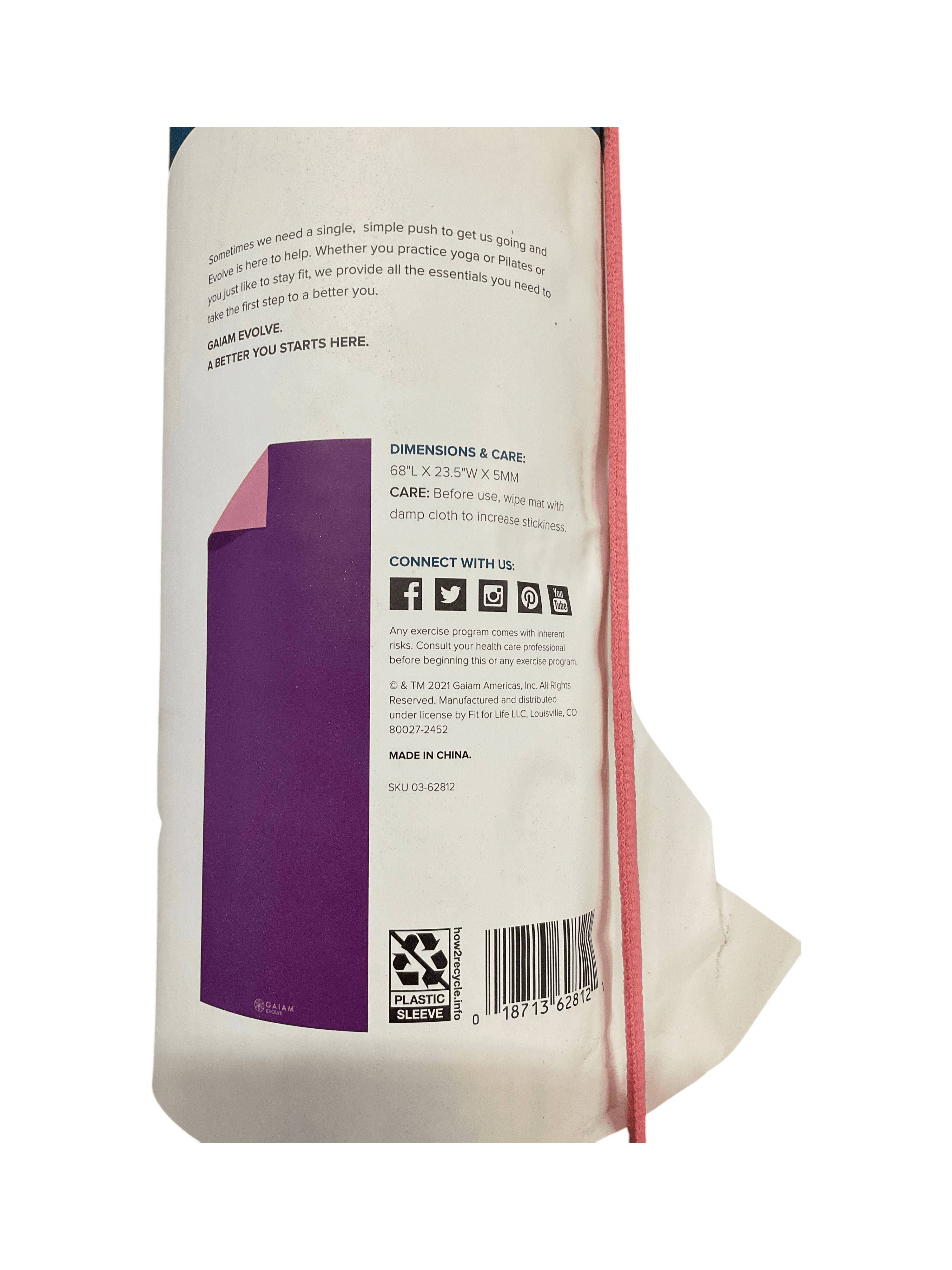 Gaiam Evolve Reversible Yoga Mat 5mm 68" x 23.5" - Thumbnail 3