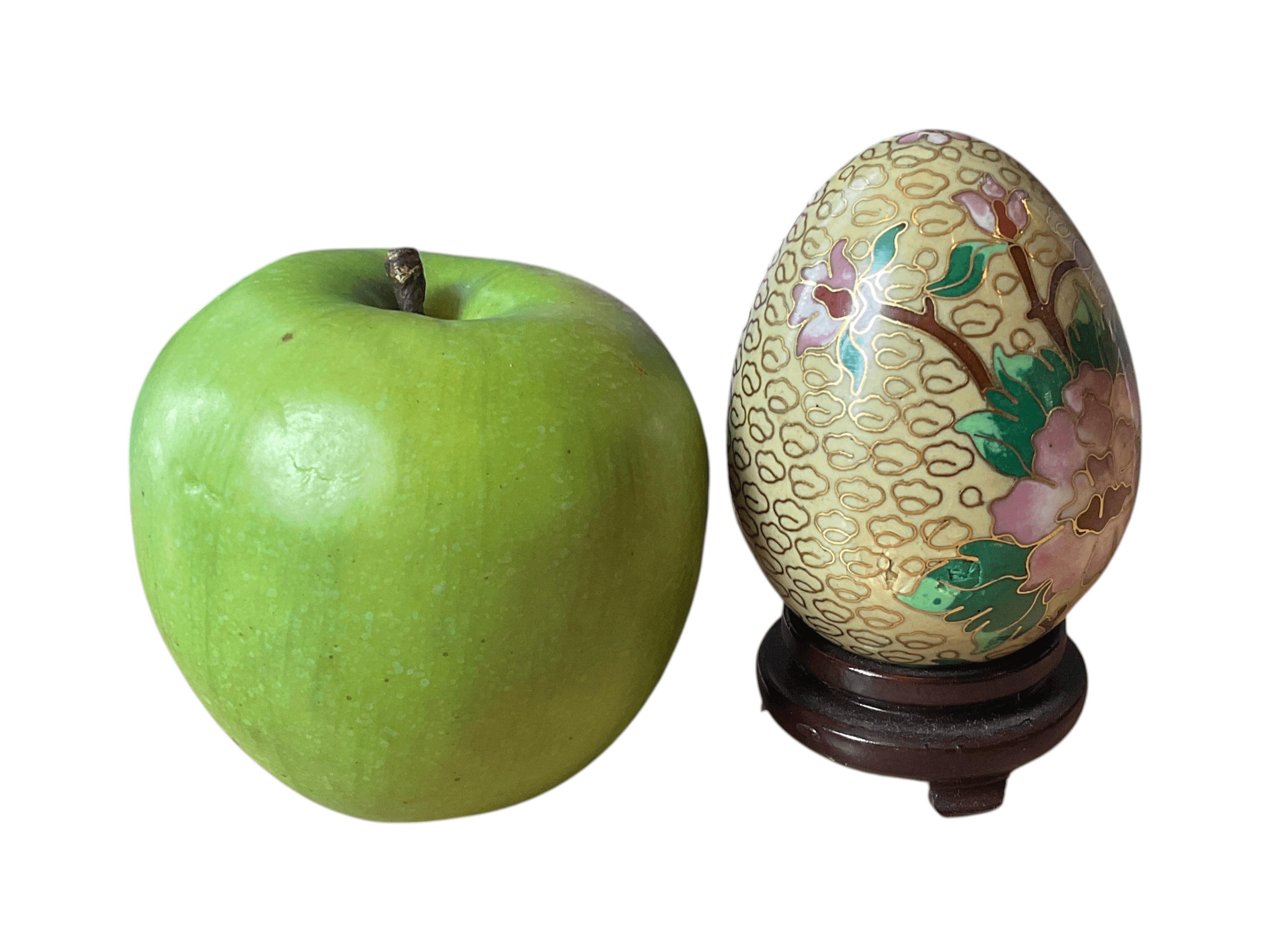 Cloisonné Decorative Egg with Floral Design and Stand - Thumbnail 3