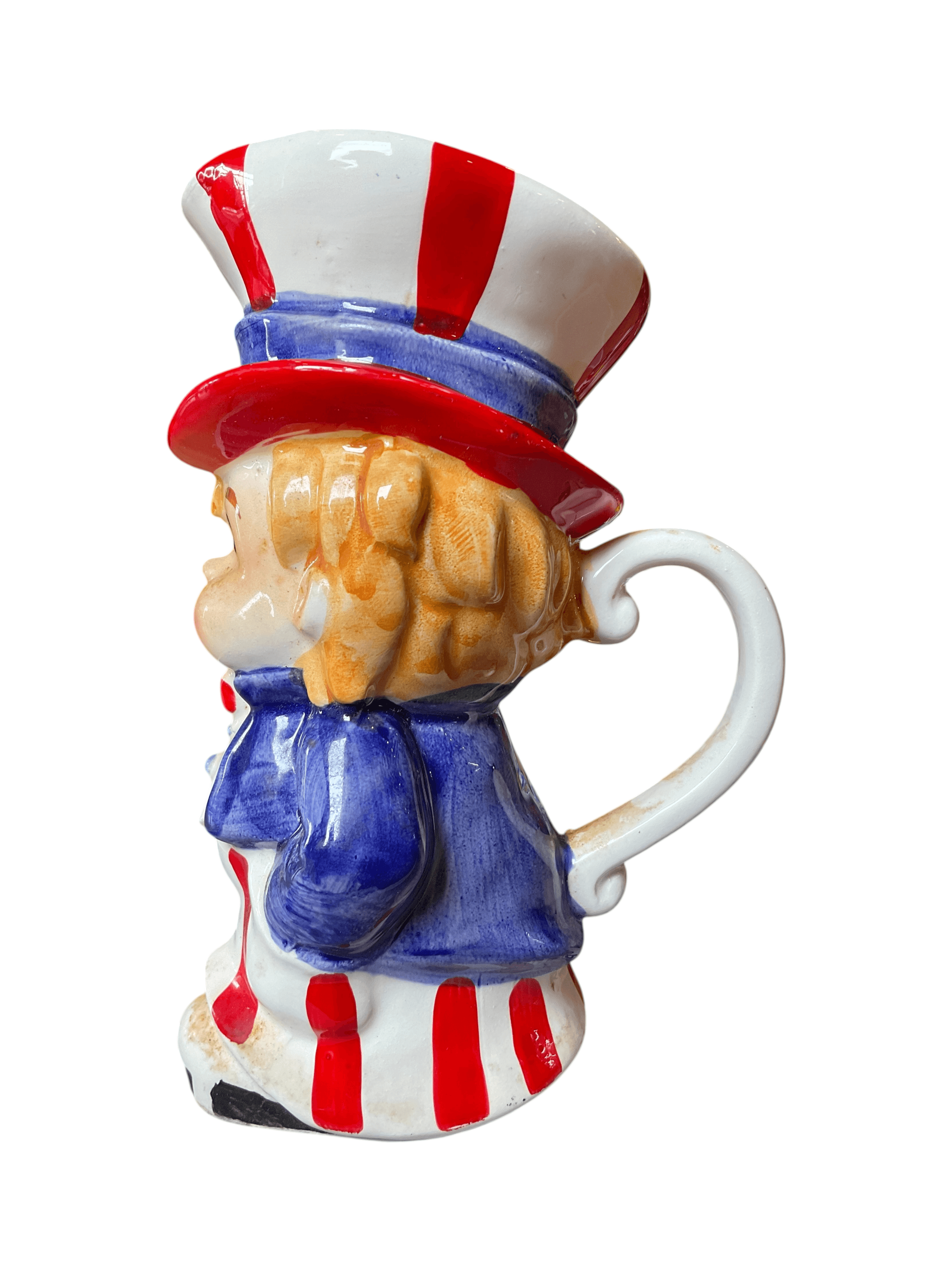 Vintage Uncle Sam Ceramic Pitcher 6 Inch - Thumbnail 2