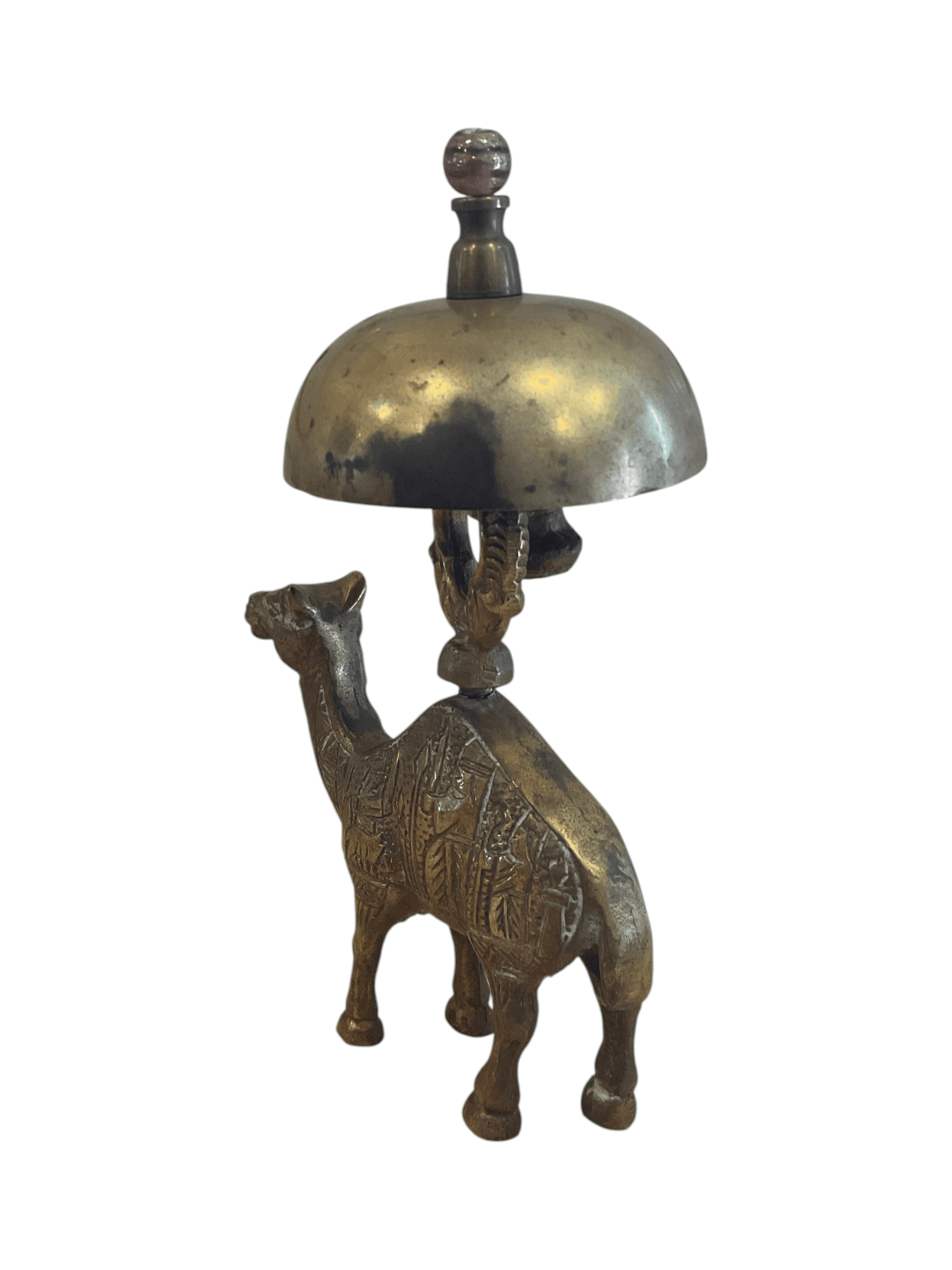Vintage Brass Camel Figurine Bell with Intricate Detailing - Thumbnail 3
