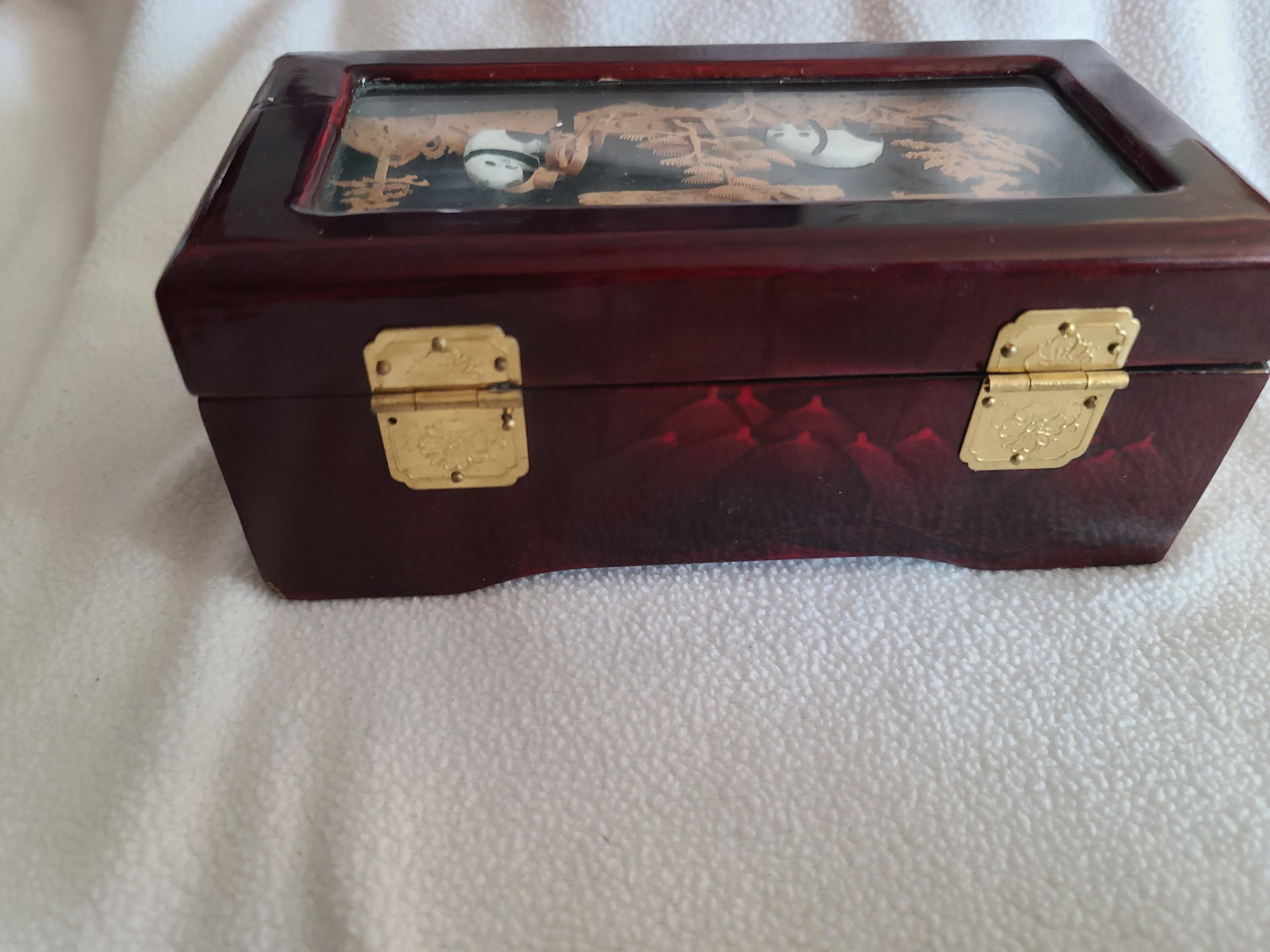 Panda Design Jewelry Box with Red Interior - Thumbnail 5
