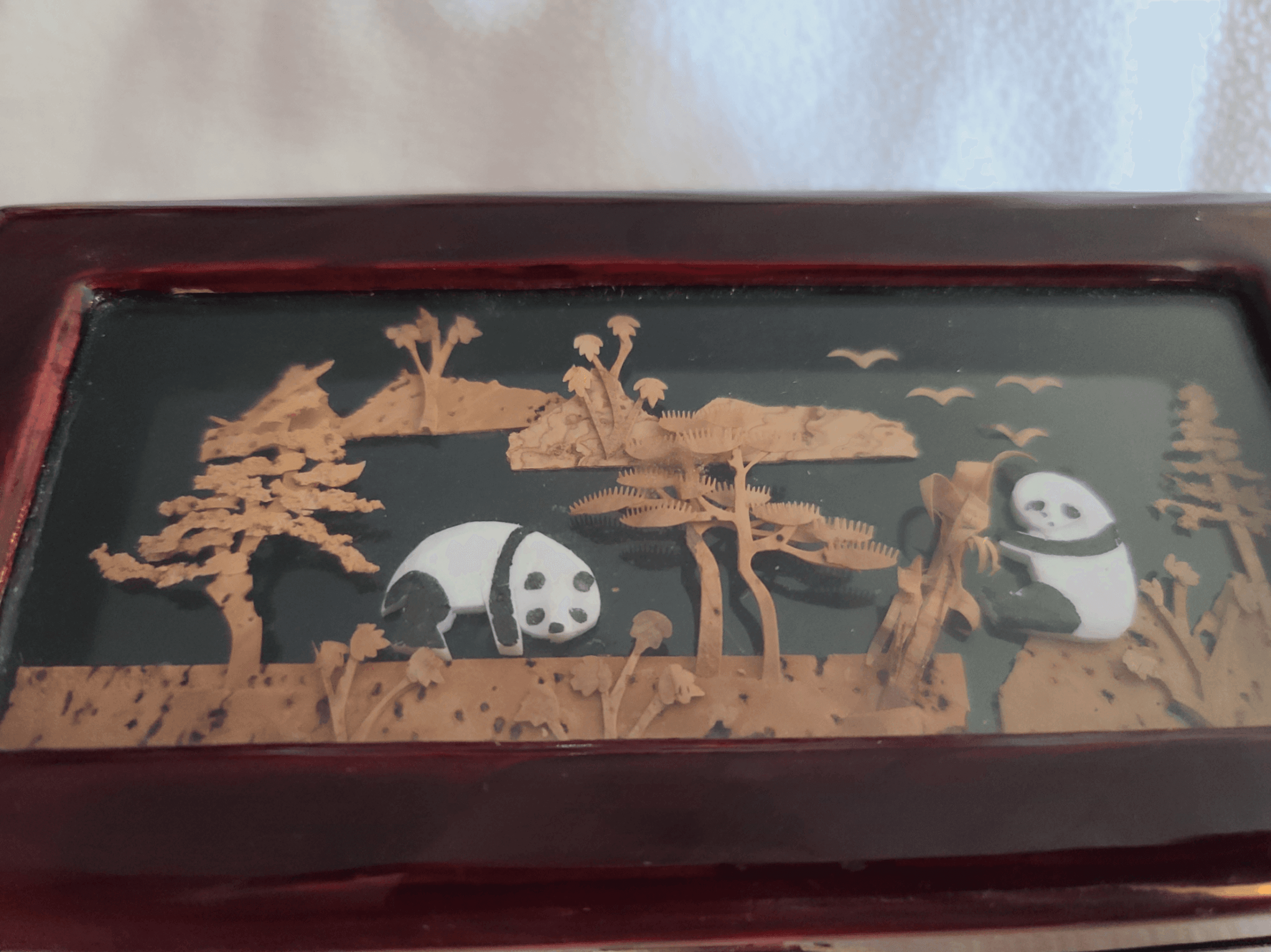 Panda Design Jewelry Box with Red Interior - Thumbnail 3